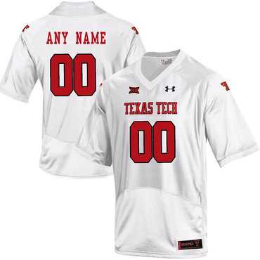 Mens Texas Tech White Customized College Football Jersey